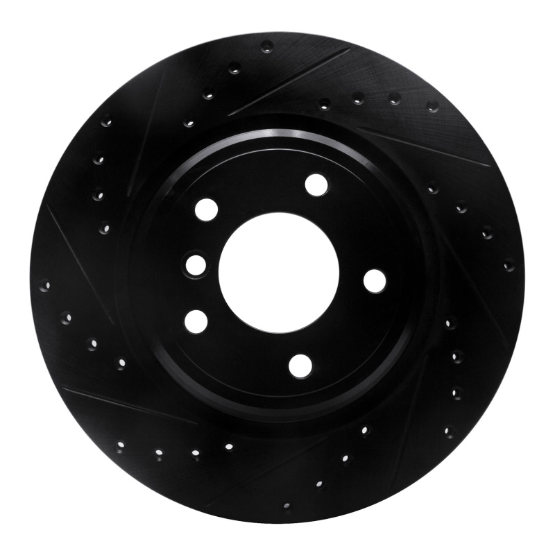 BMW Z8 Brake Rotor (1) - Rear Left - R1 Concepts - Drilled & Slotted - Black - `95-`03